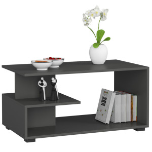 Table Basse Akord Pin Gris Graphite 90 Cm 90X51X45 Cm