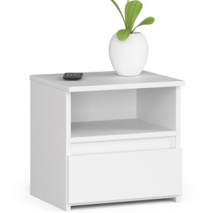 Table De Chevet Akord Cl1 Blanche 40 Cm 1 Tiroir Façade Blanche 1 Étagère 40X35X40 Cm