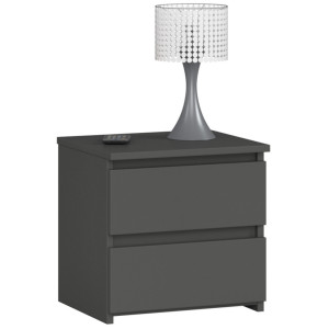 Table De Chevet Akord Cl2 Gris Graphite 40 Cm 2 Tiroirs Façade Gris Graphite 40X35X40 Cm