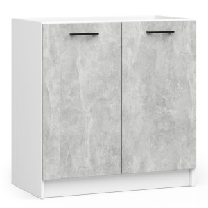 Armoires De Cuisine Basse Akord S80 Pour Évier Oliwia Modulable Blanc 80 Cm 2 Portes Couleur Béton 1 Étagère 80X46X82 Cm