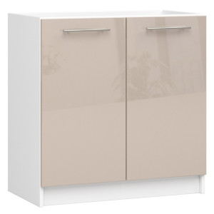 Armoires De Cuisine Basse Akord S80 Pour Évier Oliwia Blanc 80 Cm 2 Portes Couleur Cappuccino Brillant 1 Étagère 80X46X82 Cm