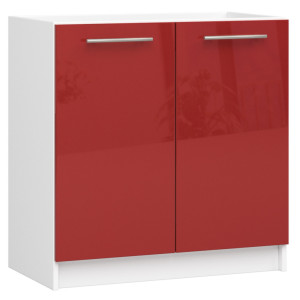 Armoires De Cuisine Basse Akord S80 Pour Évier Oliwia Blanc 80 Cm 2 Portes Couleur Rouge Brillant 1 Étagère 80X46X82 Cm