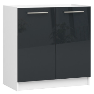 Armoires De Cuisine Basse Akord S80 Pour Évier Oliwia Blanc 80 Cm 2 Portes Couleur Graphite Brillant 1 Étagère 80X46X82 Cm
