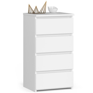 Commode Akord Cl4 Blanche 40 Cm 4 Tiroirs Façade Blanche 40X35X74 Cm