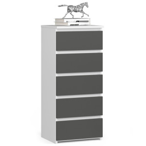 Commode Akord Cl5 Blanche 40 Cm 5 Tiroirs Façade Gris Graphite 40X35X92 Cm