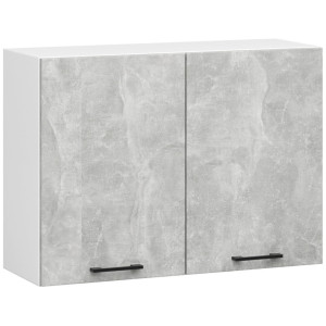 Armoires De Cuisine Haute Akord W80 Oliwia Modulable Blanc 80 Cm 2 Portes Façade Béton 2 Étagères 80X30X58 Cm