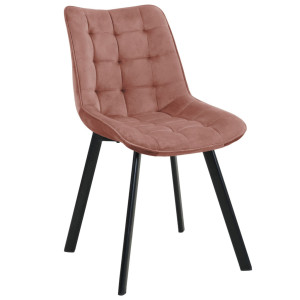 1 Pièce Chaise Matelassée De Salle À Manger En Velours Akord Sj.28 Rose