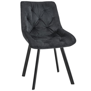 1 Pièce Chaise Matelassée De Salle À Manger En Velours Akord Sj.33 Noir