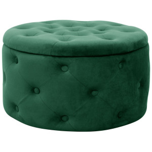 Pouf De Rangement Avec Couvercle Matelassé Akord Alia Velour Colour Vert Bouteille Hauteur 30 Cm