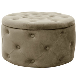 Pouf De Rangement Avec Couvercle Matelassé Akord Alia Velour Colour Beige Hauteur 30 Cm