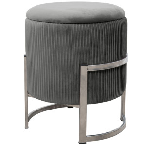 Pouf De Rangement Avec Couvercle Akord Porto Velour Colour Gris Graphite Hauteur 46 Cm