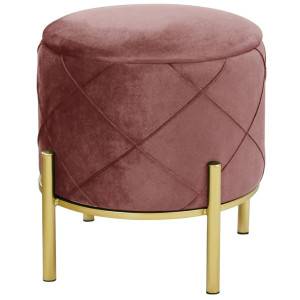 Pouf De Rangement Avec Couvercle Matelassé Akord Savana Velour Colour Rose Hauteur 40 Cm