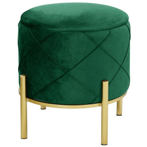 Pouf De Rangement Avec Couvercle Matelassé Akord Savana Velour Colour Vert Bouteille Hauteur 40 Cm