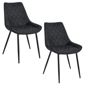 Lot De 2 Chaises Matelassées De Salle À Manger En Velours Akord Sj.0488 Noir