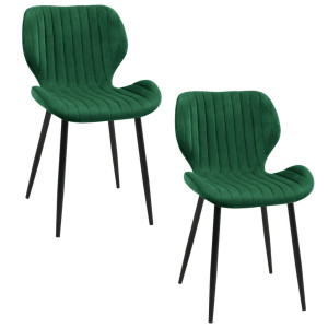 Lot De 2 Chaises Matelassées De Salle À Manger En Velours Akord Sj.17 Vert Bouteille
