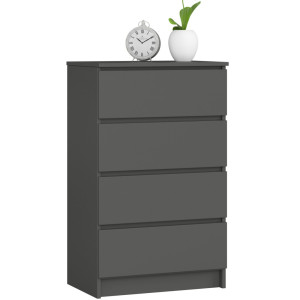 Commode Akord K60 Gris Graphite 60 Cm 4 Tiroirs Façade Gris Graphite 60X40X99 Cm