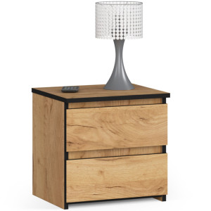 Table De Chevet Akord Cl2 Chêne Craft 40 Cm 2 Tiroirs Façade Chêne Craft 40X35X40 Cm