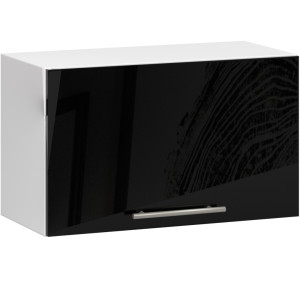 Armoires De Cuisine Haute Akord W60 Hotte Oliwia Modulable Blanc 60 Cm 1 Porte Couleur Noir Brillant 1 Étagère 60X30X29 Cm