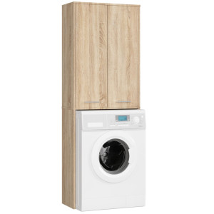 Meuble Pour Machine À Laver Fin Chêne Sonoma 64 Cm 2 Portes Façade Chêne Sonoma 4 Étagères 64X30X180 Cm