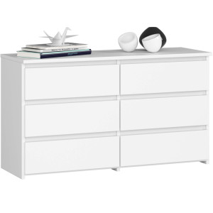 Commode Akord Cl100 Blanche 100 Cm 6 Tiroirs Façade Blanche 100X35X57 Cm