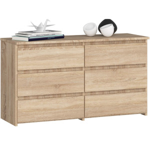 Commode Akord Cl100 Chêne Sonoma 100 Cm 6 Tiroirs Façade Chêne Sonoma 100X35X57 Cm