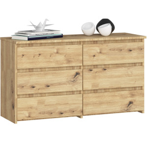 Commode Akord Cl100 Chêne Artisan 100 Cm 6 Tiroirs Façade Chêne Artisan 100X35X57 Cm