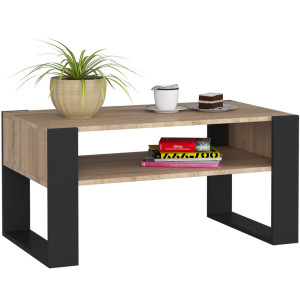 Table Basse Akord Domi Chêne Sonoma 92 Cm Pieds Noir 92X53X45 Cm