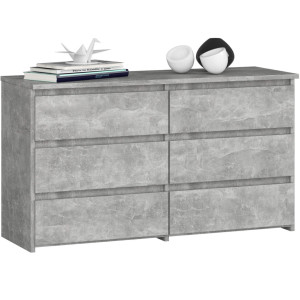 Commode Akord Cl100 Béton 100 Cm 6 Tiroirs Façade Béton 100X35X57 Cm