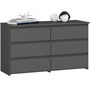 Commode Akord Cl100 Gris Graphite 100 Cm 6 Tiroirs Façade Gris Graphite 100X35X57 Cm