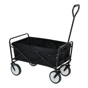 Chariot Pliable Pour Plage Avec Roues En Plastique Et Capacité De Charge Maximale De 120 Kg En Noir