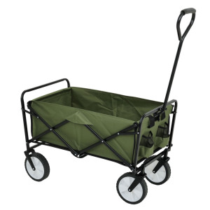 Chariot Pliant De Plage Avec Roues En Plastique Et Capacité De Charge Maximale De 120 Kg En Vert