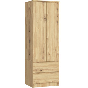 Armoire Akord S60 Chêne Artisan 60 Cm 2 Portes 2 Tiroirs Façade Chêne Artisan 1 Étagère 60X51X180 Cm