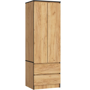 Armoire Akord S60 Chêne Craft 60 Cm 2 Portes 2 Tiroirs Façade Chêne Craft 1 Étagère 60X51X180 Cm