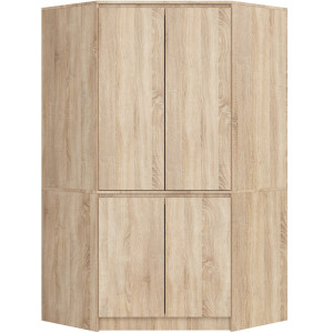 Armoire D'angle Akord S100 Chêne Sonoma 100 Cm 4 Portes Façade Chêne Sonoma 6 Étagères 100X50X180 Cm