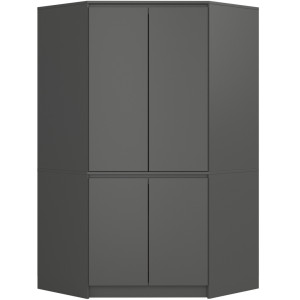 Armoire D'angle Akord S100 Gris Graphite 100 Cm 4 Portes Façade Gris Graphite 6 Étagères 100X50X180 Cm