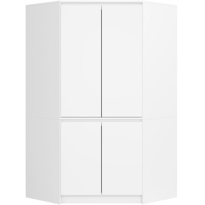 Armoire D'angle Akord S100 Blanche 100 Cm 4 Portes Façade Blanche 6 Étagères 100X50X180 Cm