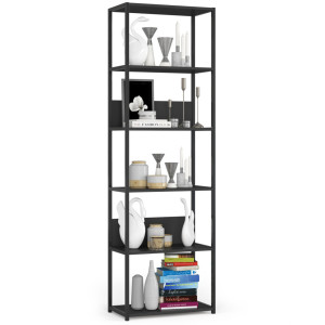 Étagère Murale Industrielle Sur Pied Akord Noire 60 Cm 6 Étagères 60X32X192 Cm