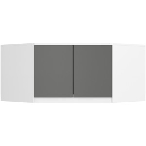 Surmeuble Pour Armoire Akord S100 Blanc 100 Cm 2 Portes Façade Gris Graphite 3 Étagères 100X50X55 Cm