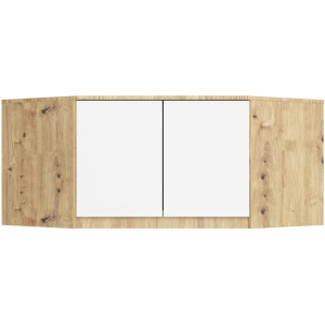 Surmeuble Pour Armoire Akord S100 Chêne Artisan 100 Cm 2 Portes Façade Blanche 3 Étagères 100X50X55 Cm