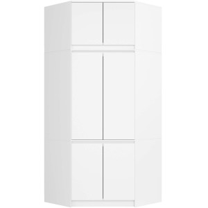 Armoire D'angle Avec Surmeuble Akord S100 Blanche 100 Cm 6 Portes Façade Blanche 100X50X235 Cm