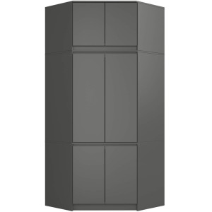 Armoire D'angle Avec Surmeuble Akord S100 Gris Graphite 100 Cm 6 Portes 100X50X235 Cm