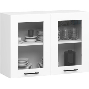 Vitrine De Cuisine Akord Oliwia W80 Blanche 80 Cm 2 Portes Façade Blanche 2 Étagères 80X30,5X58 Cm
