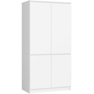 Armoire Akord S90 Blanche 90 Cm 4 Portes Façade Blanche 4 Étagères 90X51X180 Cm