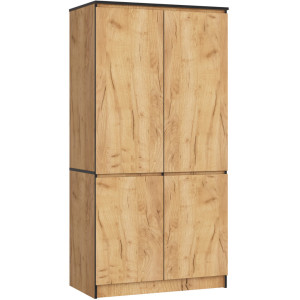 Armoire Akord S90 Chêne Craft 90 Cm 4 Portes Façade Chêne Craft 4 Étagères 90X51X180 Cm