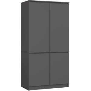 Armoire Akord S90 Gris Graphite 90 Cm 4 Portes Façade Gris Graphite 4 Étagères 90X51X180 Cm