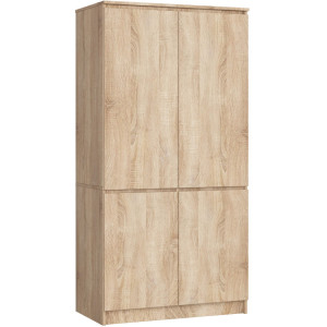 Armoire Akord S90 Chêne Sonoma 90 Cm 4 Portes Façade Chêne Sonoma 4 Étagères 90X51X180 Cm