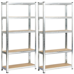 Lot De 2 Étagères Modulables 70 Cm Acier Galvanisé Charge Maximale 875Kg - L70Xp30Xh154 Cm