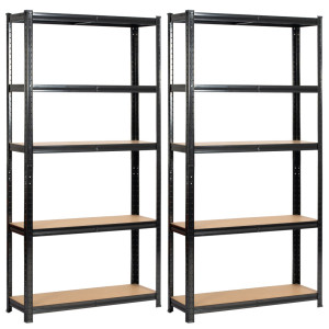Lot De 2 Étagères Modulables 90 Cm Acier Noirci Charge Maximale 875Kg - L90Xp30Xh180 Cm