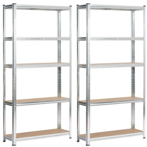 Lot De 2 Étagères Modulables 90 Cm Acier Galvanisé Charge Maximale 875Kg - L90Xp30Xh180 Cm