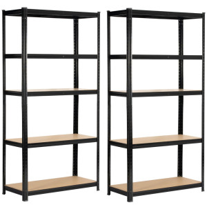 Lot De 2 Étagères Modulables 90 Cm Acier Noirci Charge Maximale 875Kg - L90Xp40Xh180 Cm